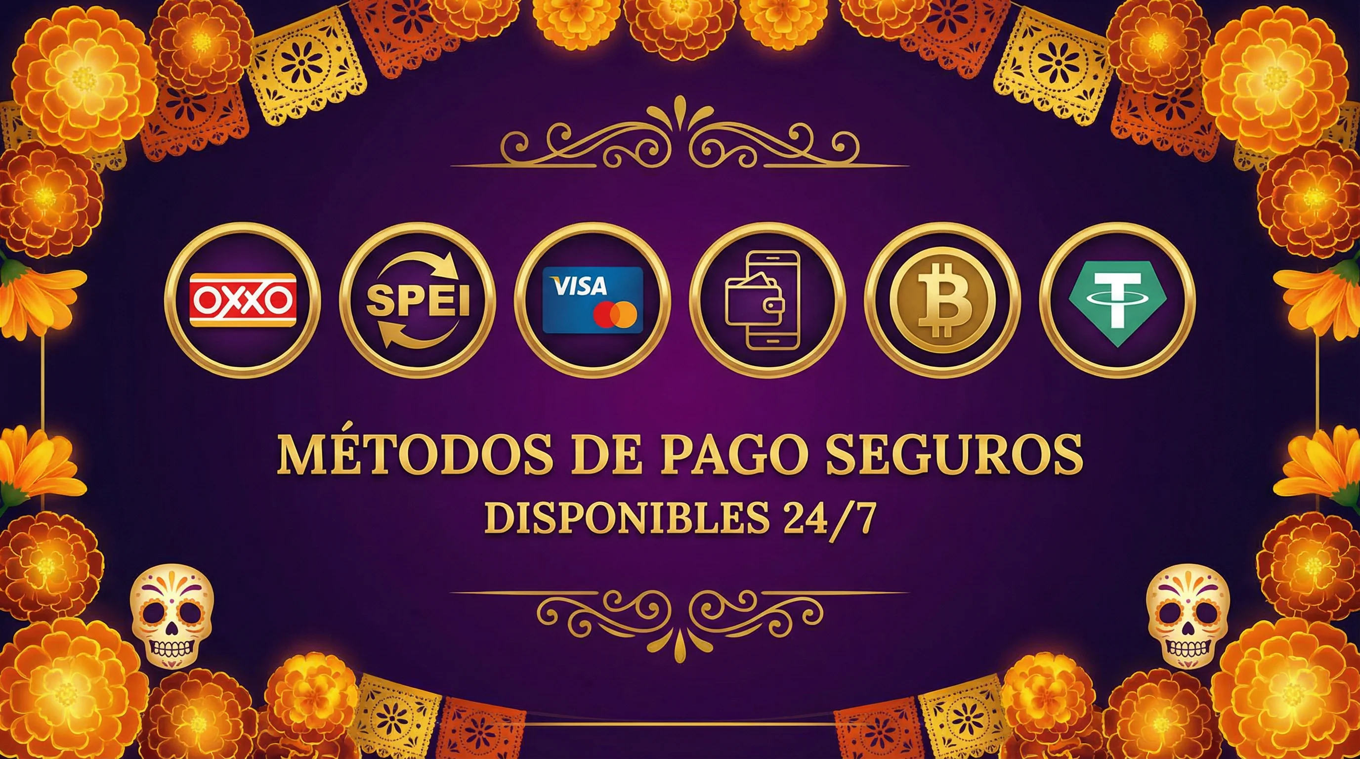 Métodos de pago OXXO SPEI Visa Bitcoin disponibles en Powbet Casino México